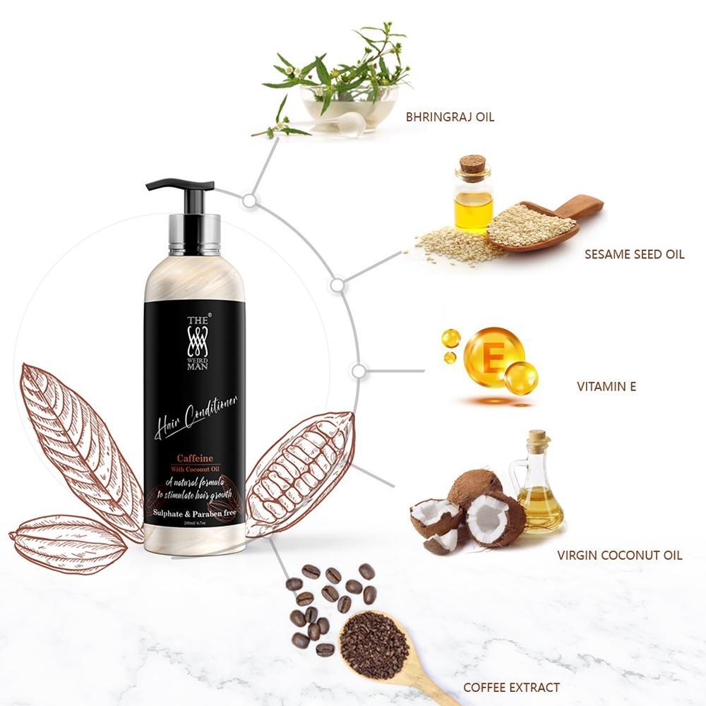 The Weird Man Caffeine Hair Conditioner With Coconut Oil for Damaged and Frizzy Hair (200ml)