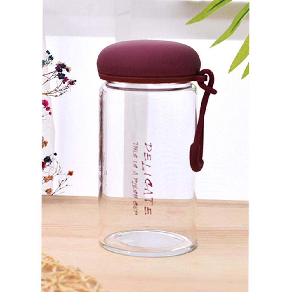 XIMI VOGUE™ Letters Print Glass Water Bottle with Carry Strap （300ml/10oz）