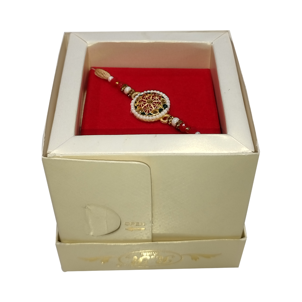 Rakhi for Brother /Bhai Rakshabandhan Bhaiya Rakhi and Bhabhi Lumba Set with Roli Chawal ( 1 lumbha rakhi and 1 Rakhi  Combo Pack)