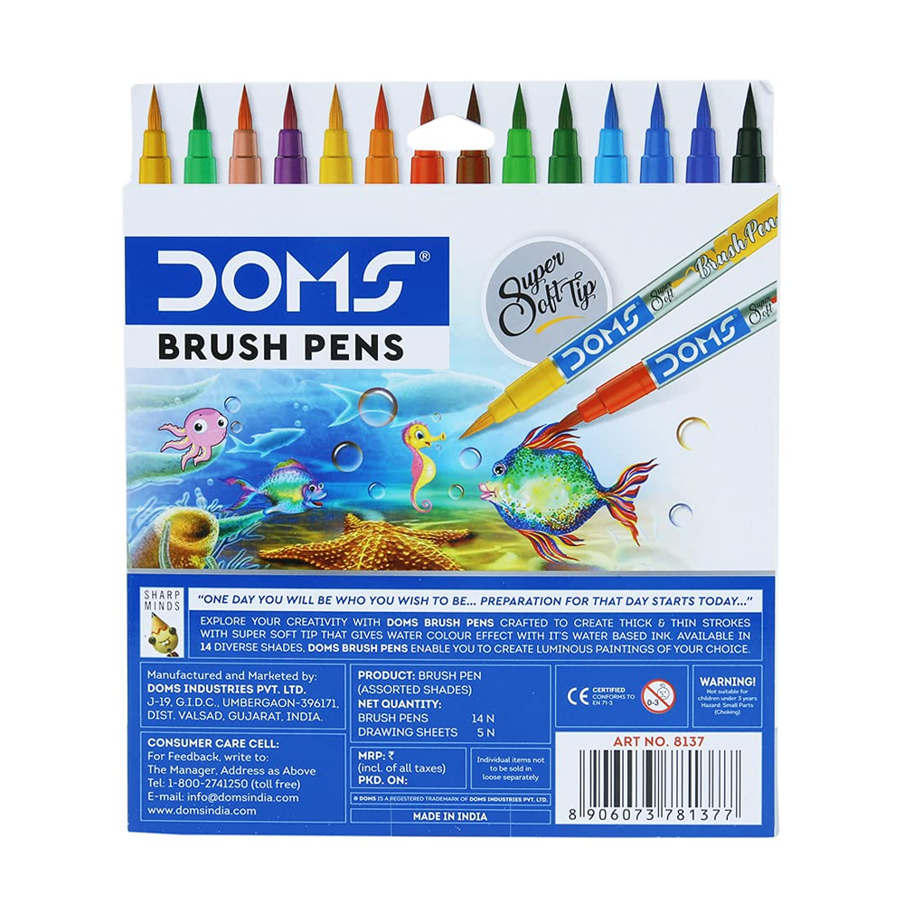 Doms Brush Pen Set of 14 Shades - Canvazo