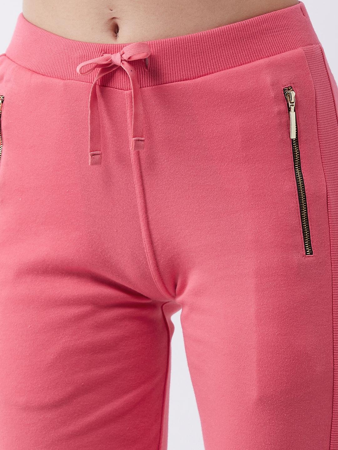 Women Coral Solid Track Pants