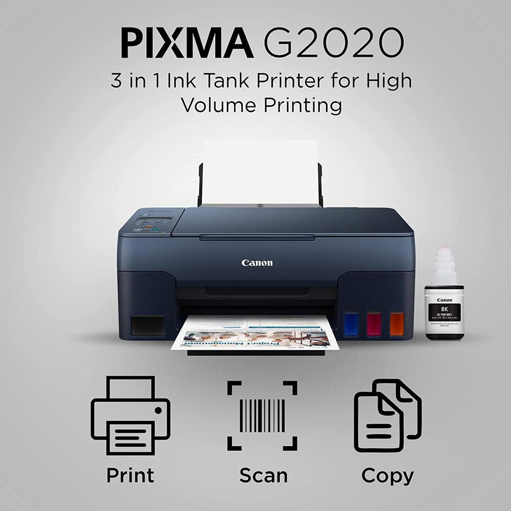 Canon PIXMA G2020 Mono/Colour, Print,Scan,Copy,High Volume Printing, 5.08cm LCD, User Replaceable Print Heads & Maintainence Cartridge
