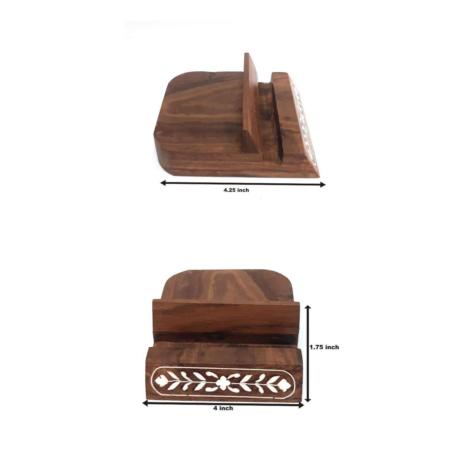 KBL Wooden Mobile Phone Holder for Desk and Table - Sheesham Wood Mobile Stand - Can Hold Any Size Mobile for Decoration and Gifts