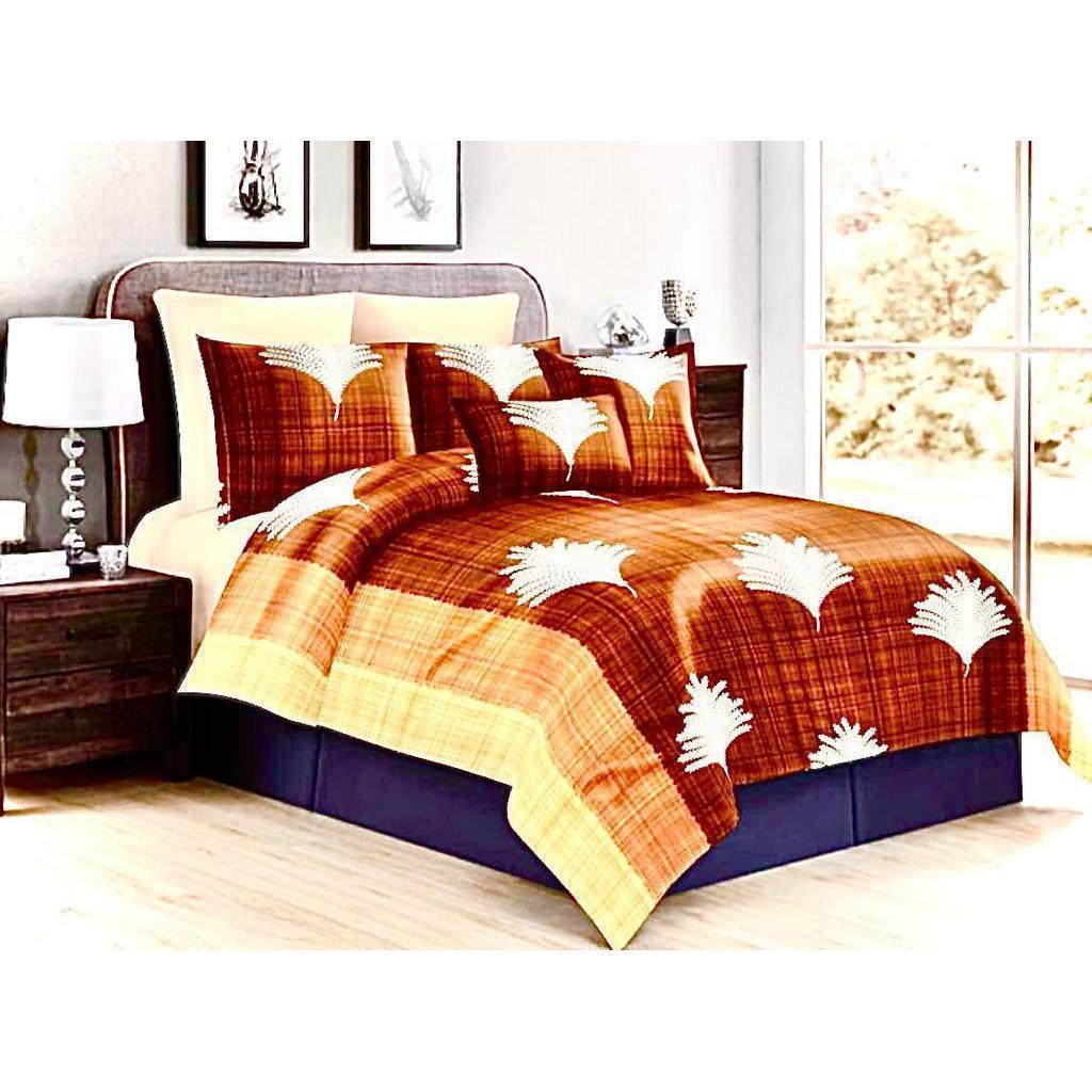 Set Of 5 Home kraft Floral Printed Double bedsheet with 10 Pillow Covers