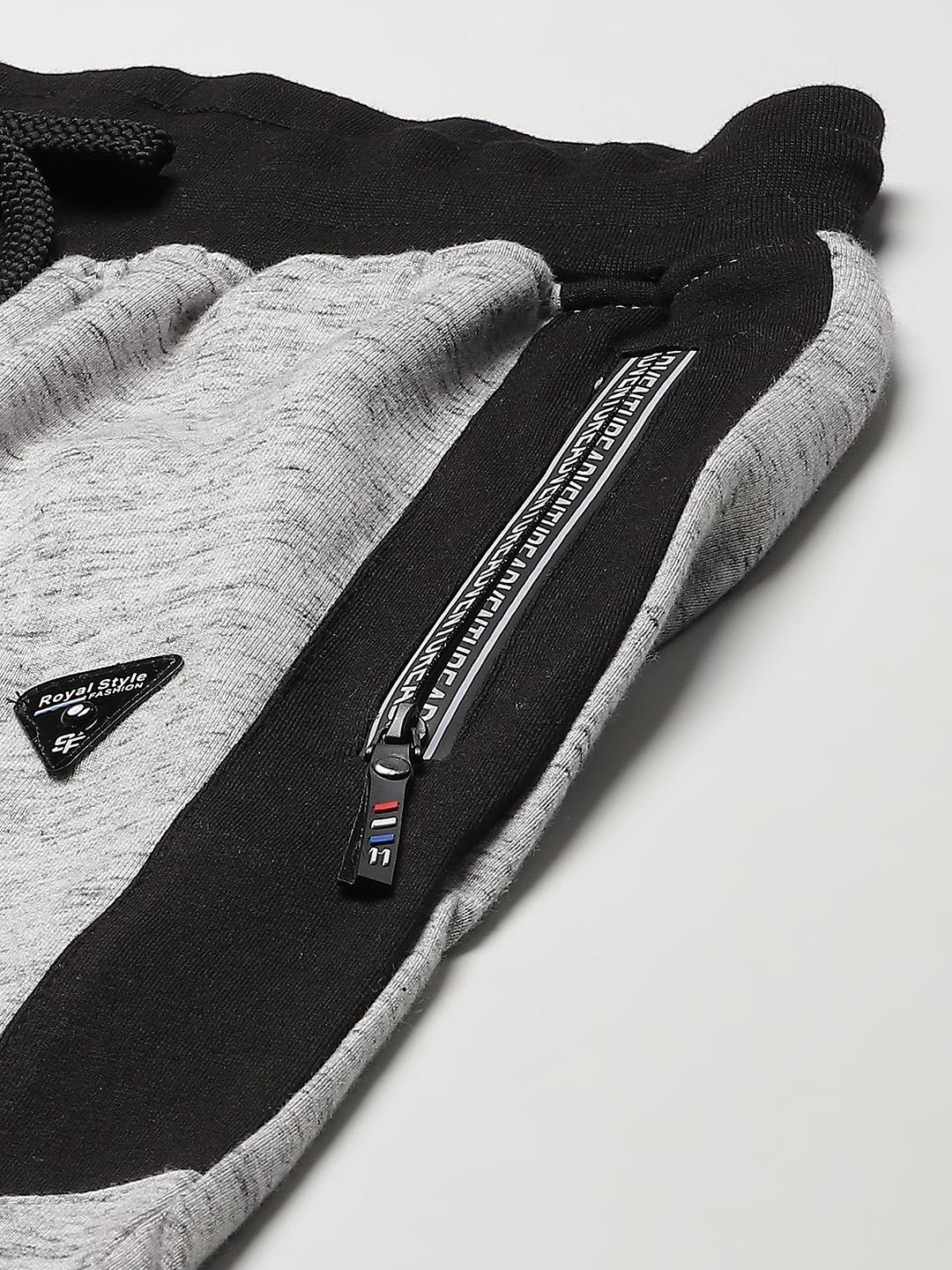 Pack of  2 - Picot Men's Grey Melange & Black and Grey Melange & White Cotton Track Pants