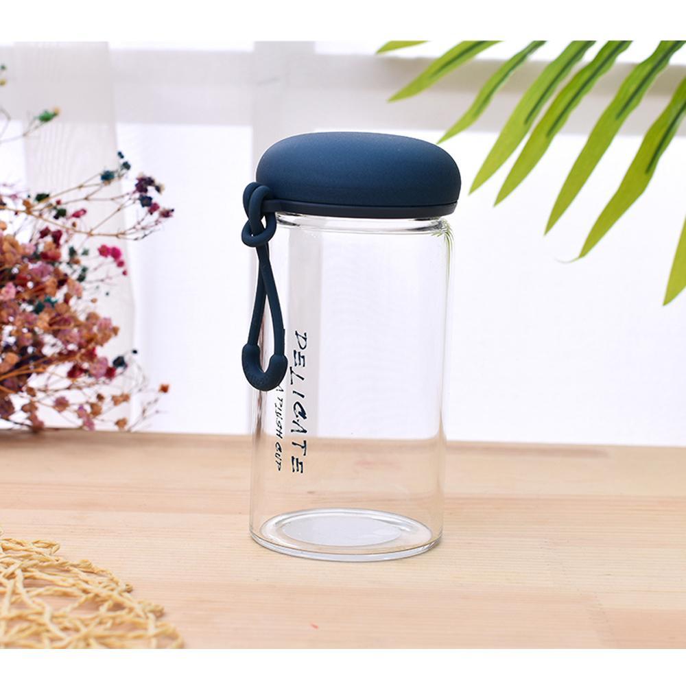 XIMI VOGUE™ Letters Print Glass Water Bottle with Carry Strap （300ml/10oz）