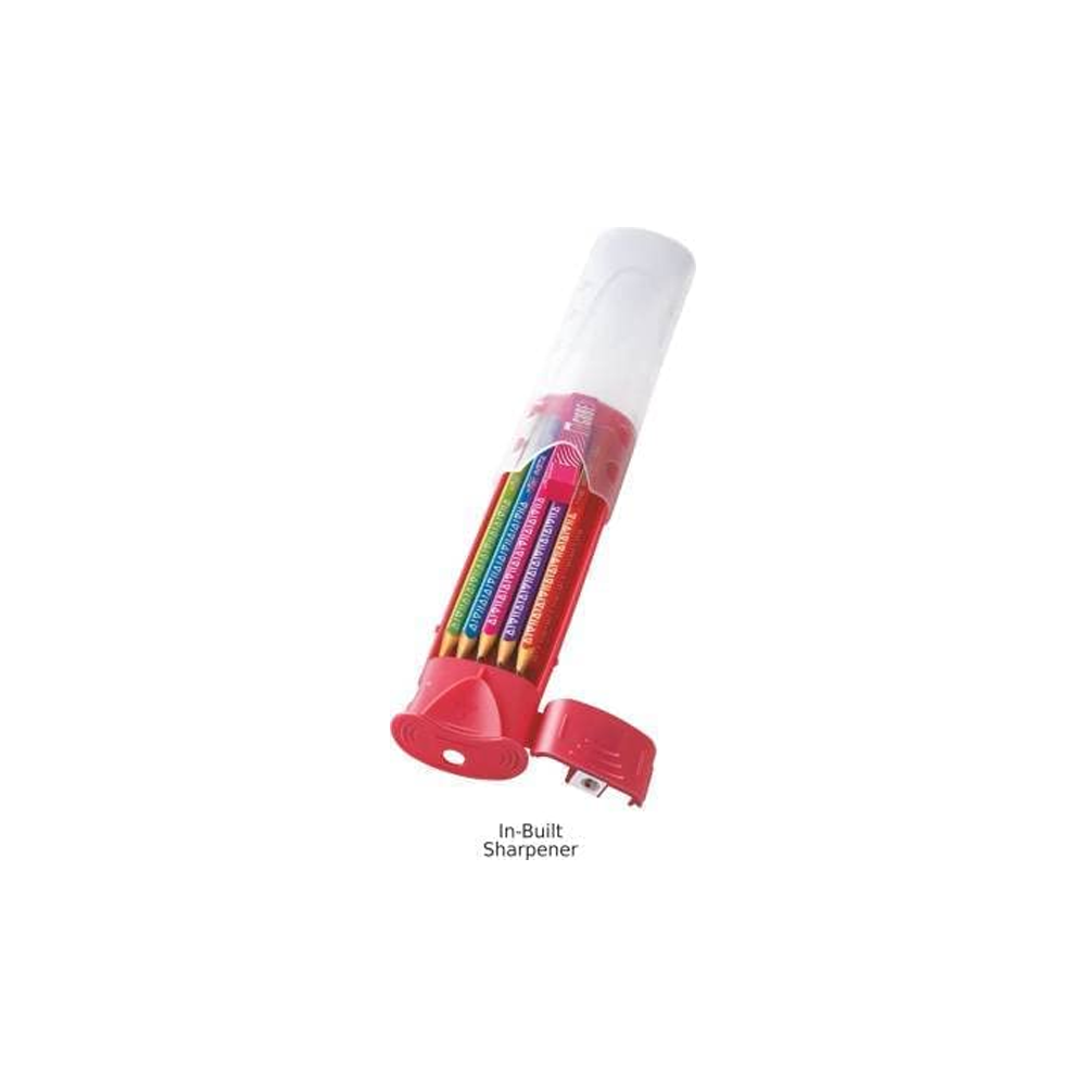 FLAIR Creative Series Aero Pencil Smart Kit | Colourful 2B Lead Pencils | Fun & Functional Box | Stationery Kit Ideal For Gifting | Set Of 10 Wooden Pencils, 1 Eraser & 1 In-Built Sharpener.