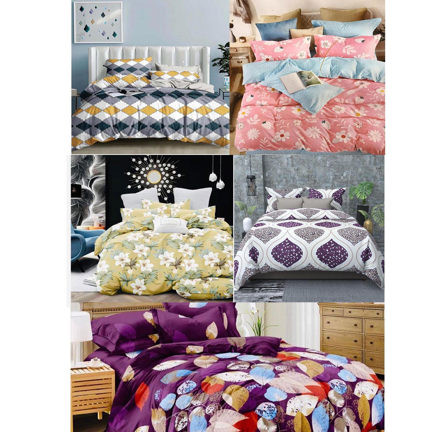 Set of 5 Home kraft Floral Printed Double bedsheet with 10 Pillow Covers Multicolor