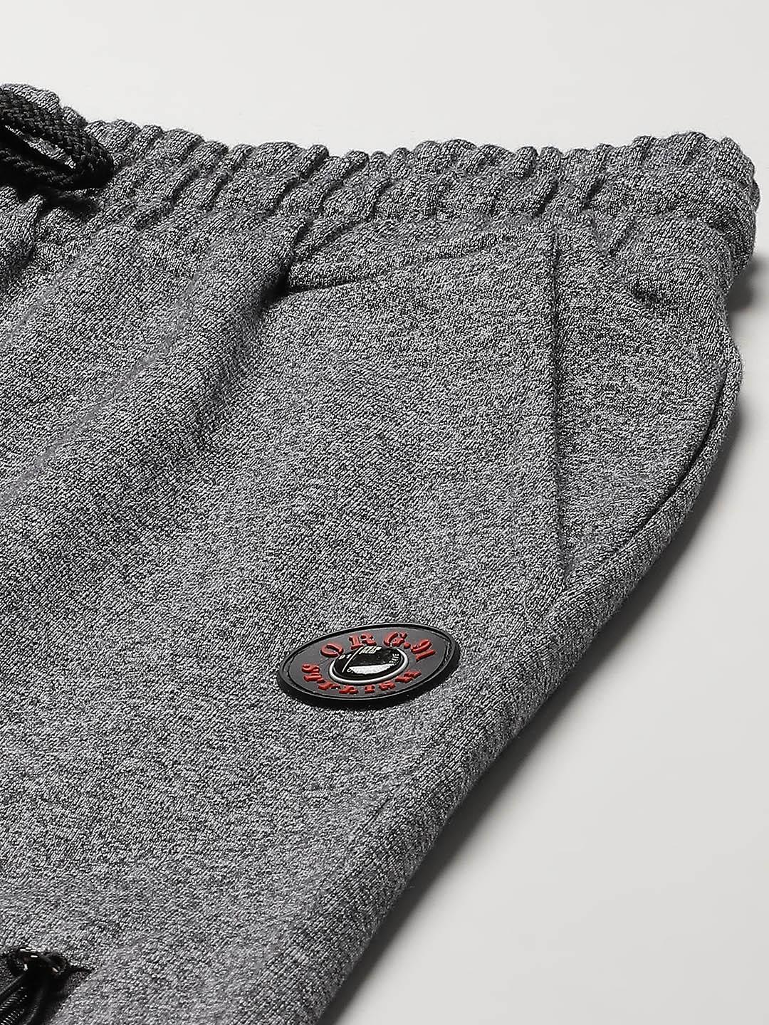 Pack of  2 - Men Grey Melange & Black and Grey Melange & White Cotton Track Pants