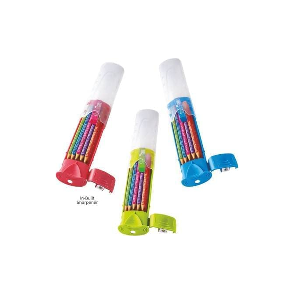FLAIR Creative Series Aero Pencil Smart Kit | Colourful 2B Lead Pencils | Fun & Functional Box | Stationery Kit Ideal For Gifting | Set Of 10 Wooden Pencils, 1 Eraser & 1 In-Built Sharpener.