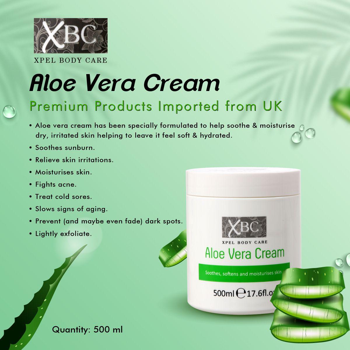 Xpel Marketing Aloe Vera Body Cream with Aloe Vera for Women & Men with Dry Skin for All Seasons, Soothes, Softens & Moisturises Skin 500 ml