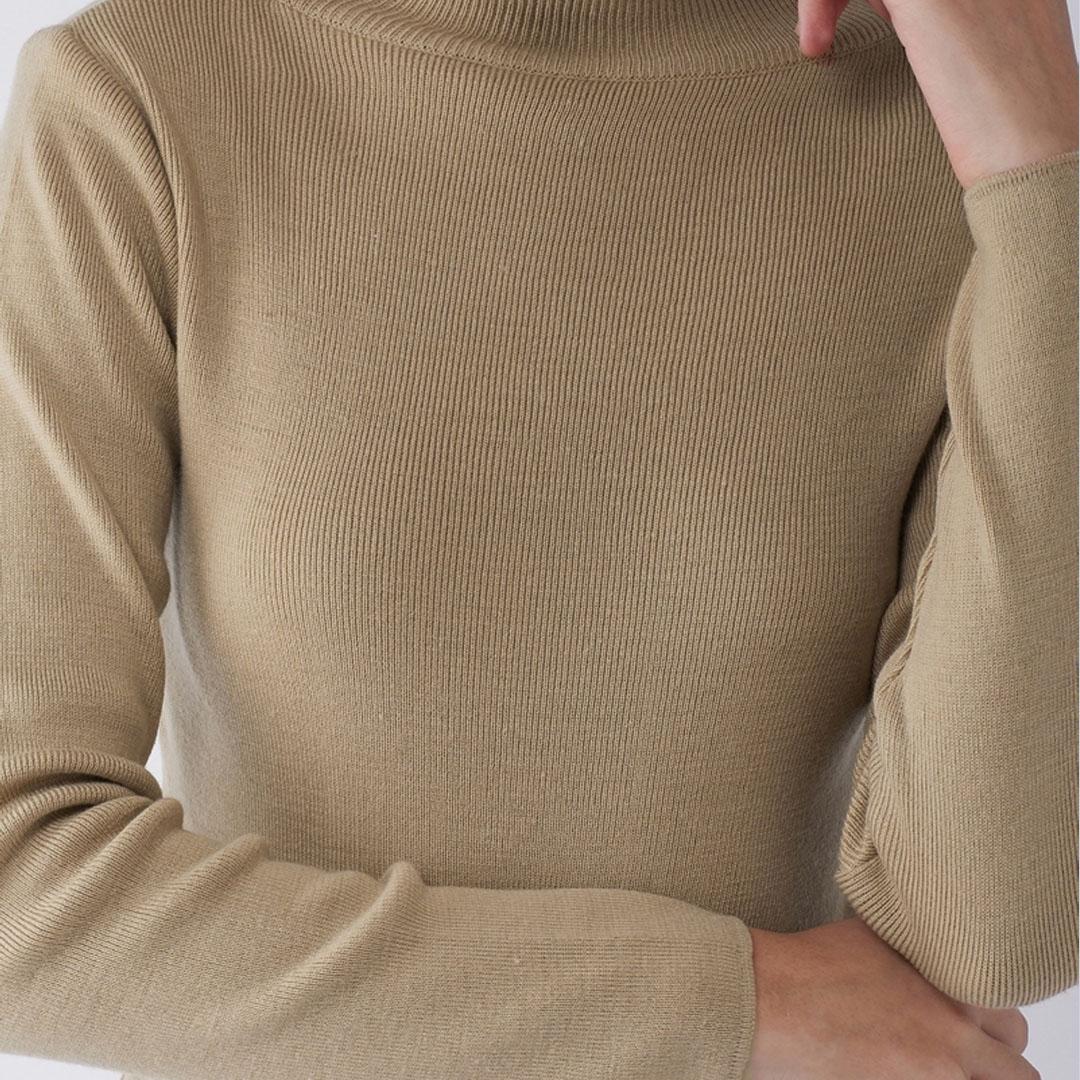 Beige Solid Pullover