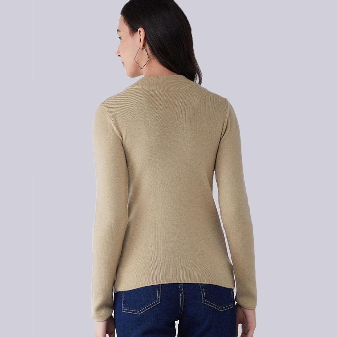 Beige Solid Pullover