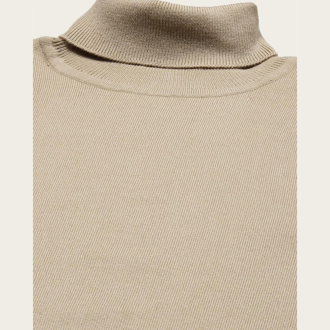 Beige High Neck Solid Pullover