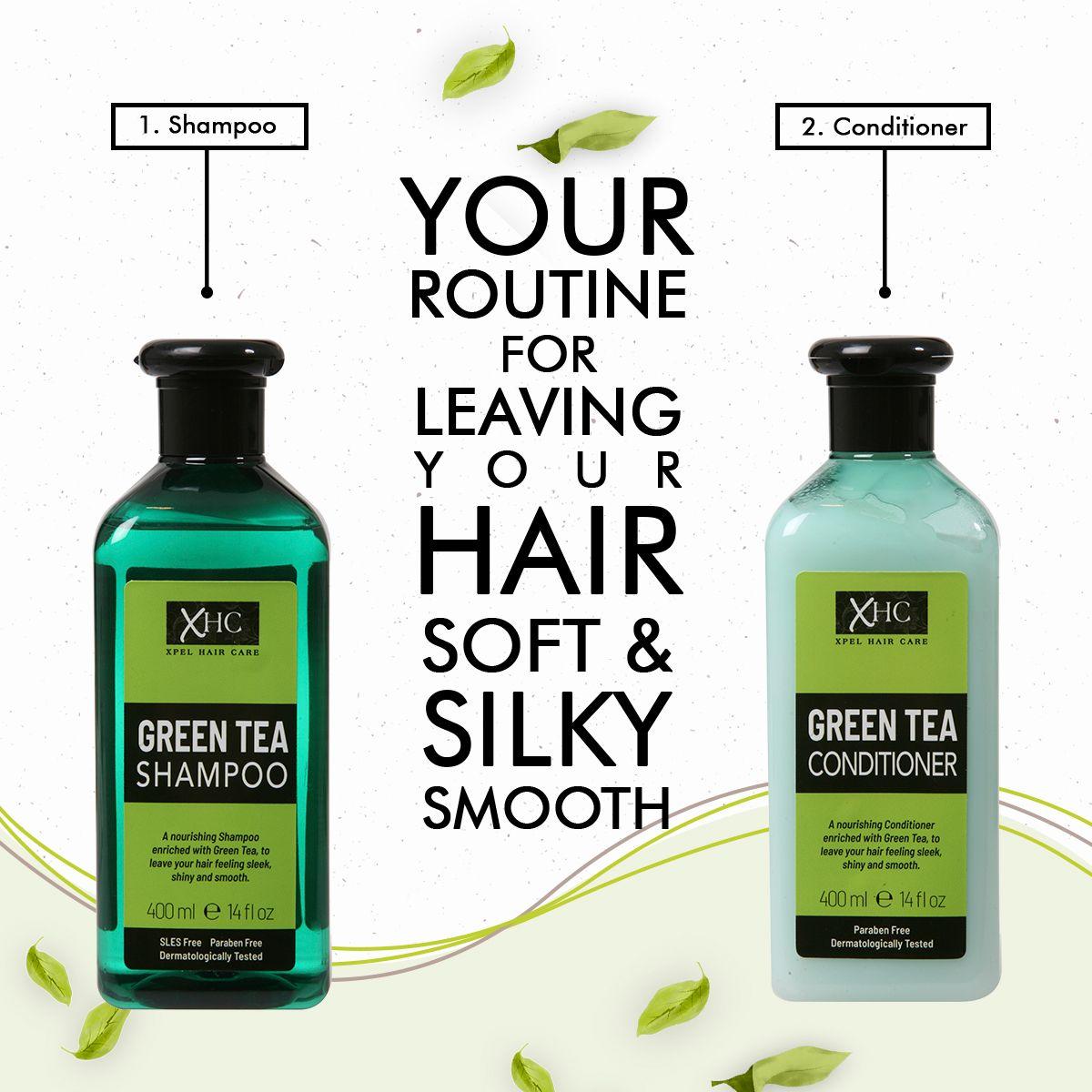 Xpel Marketing Green Tea Shampoo & Conditioner Combo With Green Tea & Tea Tree Oil To Prevent Hair Loss, Dandruff & Breakage - Vegan Friendly.NO Sulphates, Parabens, Silicones, Color & PEG - 400ml + 400ml