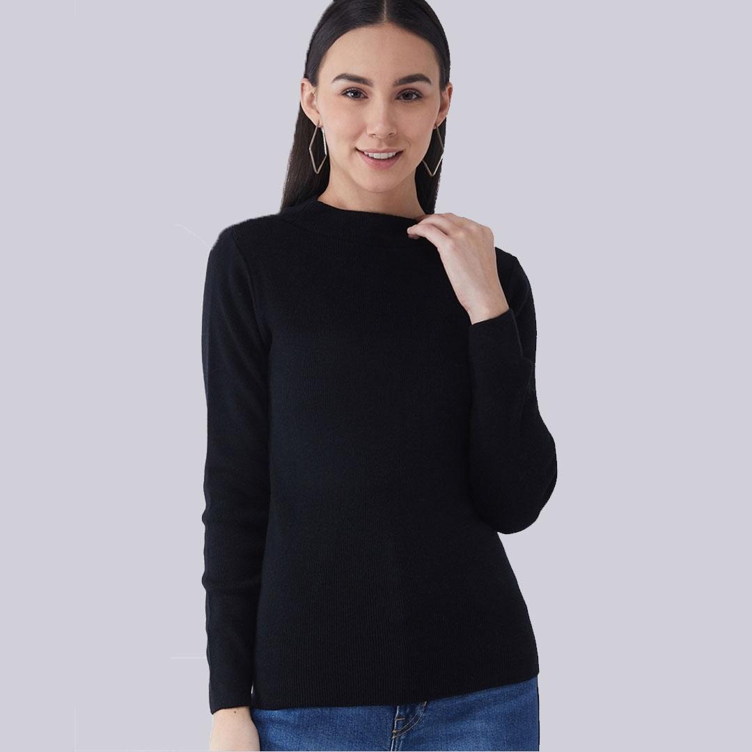 Black Solid Pullover