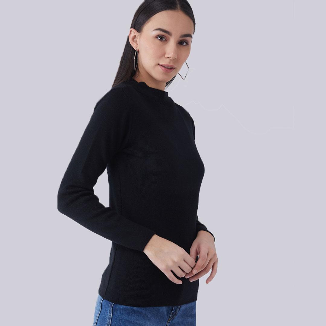 Black Solid Pullover
