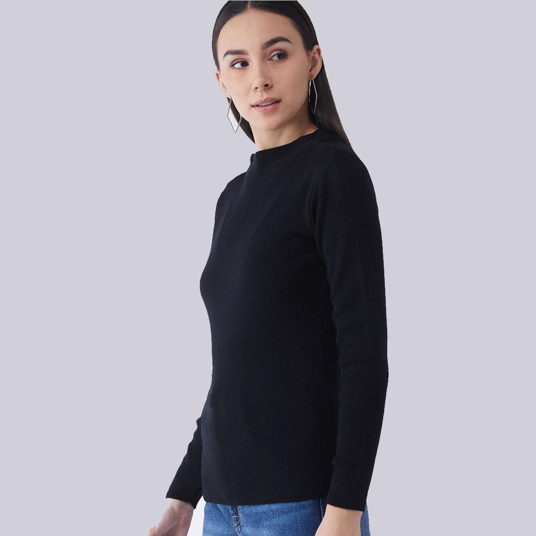 Black Solid Pullover