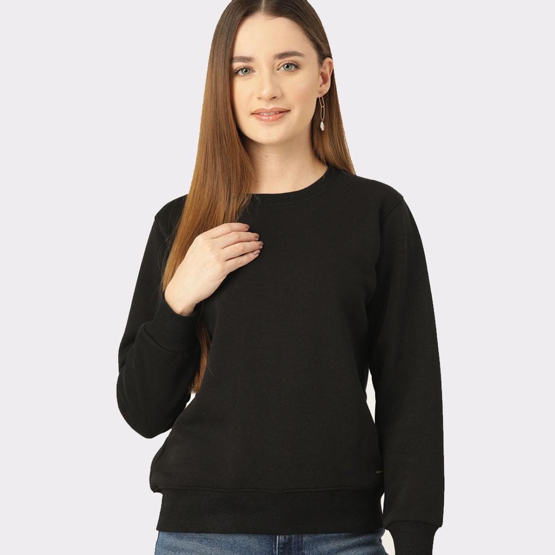 Black Coloured Solid Sweatshirt