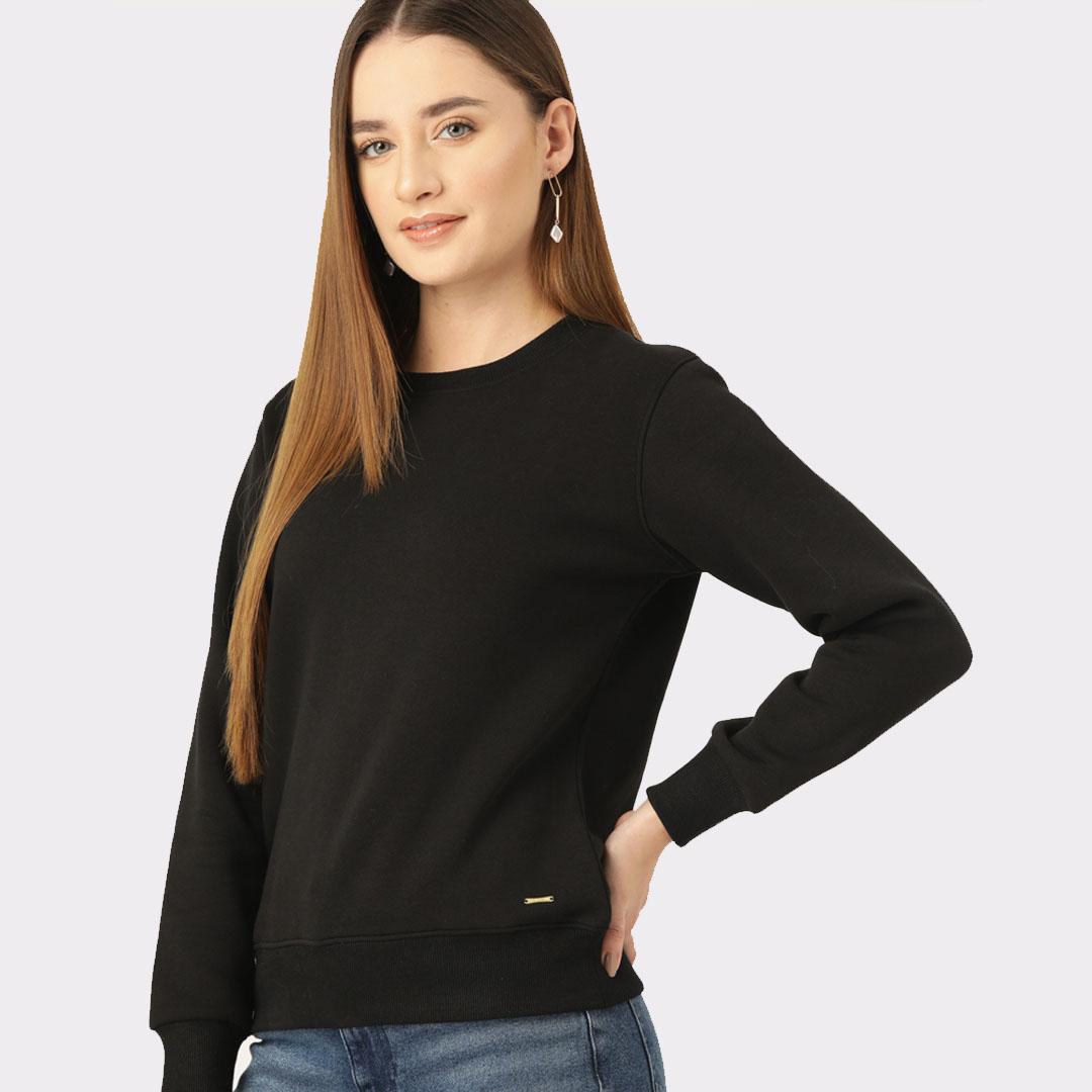 Black Coloured Solid Sweatshirt