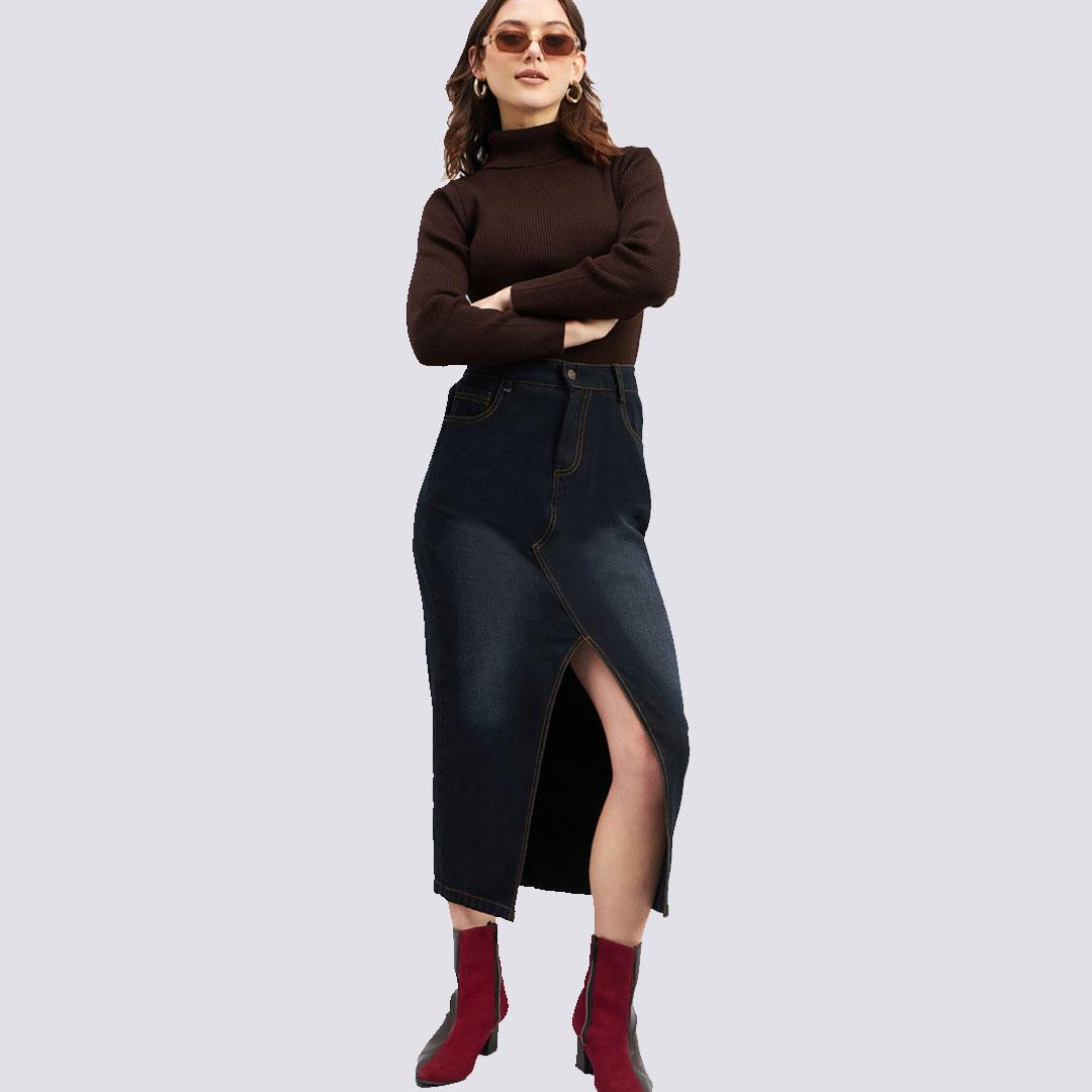 Brown Ribbed Acrylic Pullover Sweater