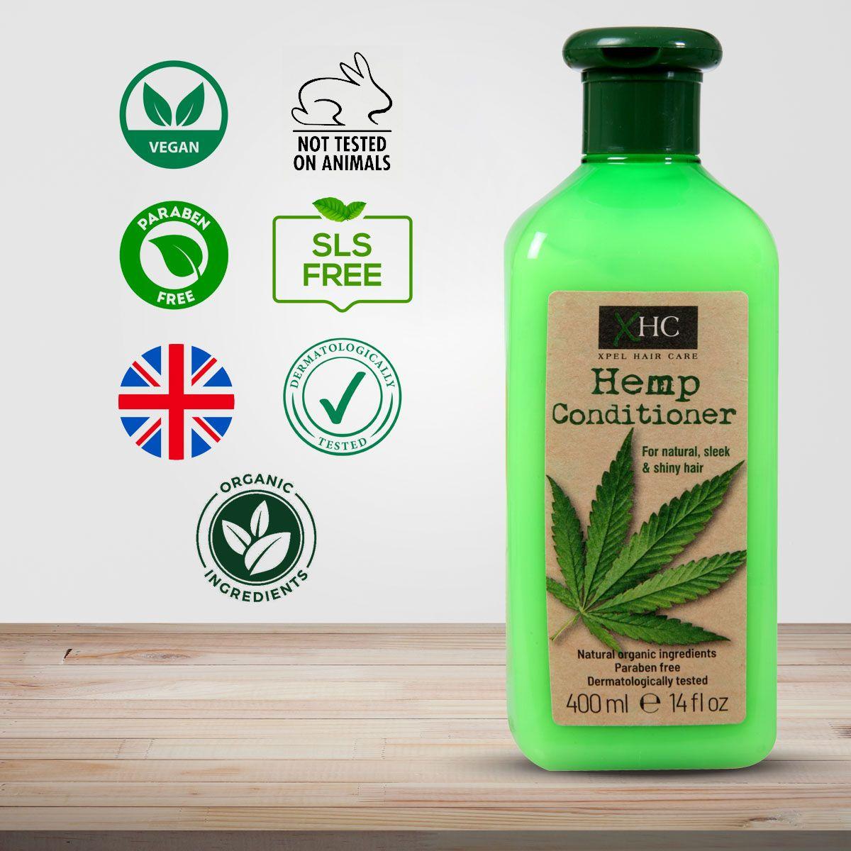 Xpel Marketing Hemp Conditioner With Organic Hemp Seed Oil to Prevent Hair Breakage & Dryness, For Moisturising, Refreshed, Natural, Sleek & Shiny Hair. Free From SLES, Parabens, Isothiazolinones