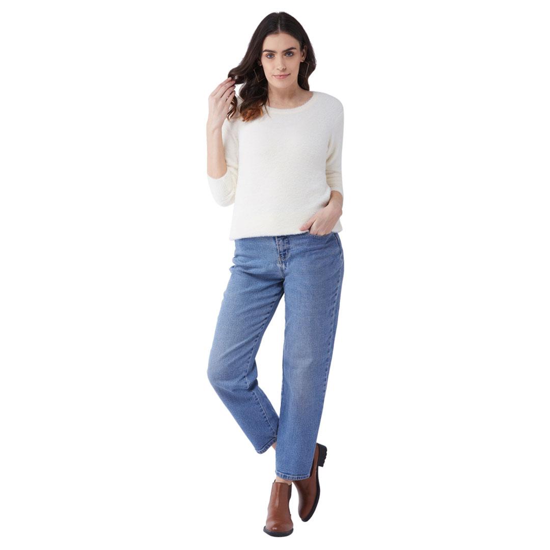 Femea Women Cream Coloured Sweater
