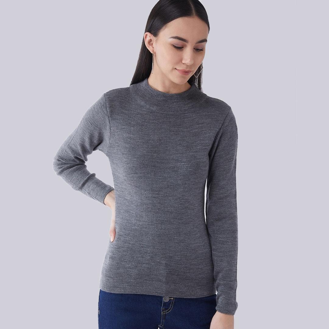 Dark Grey Solid Pullover