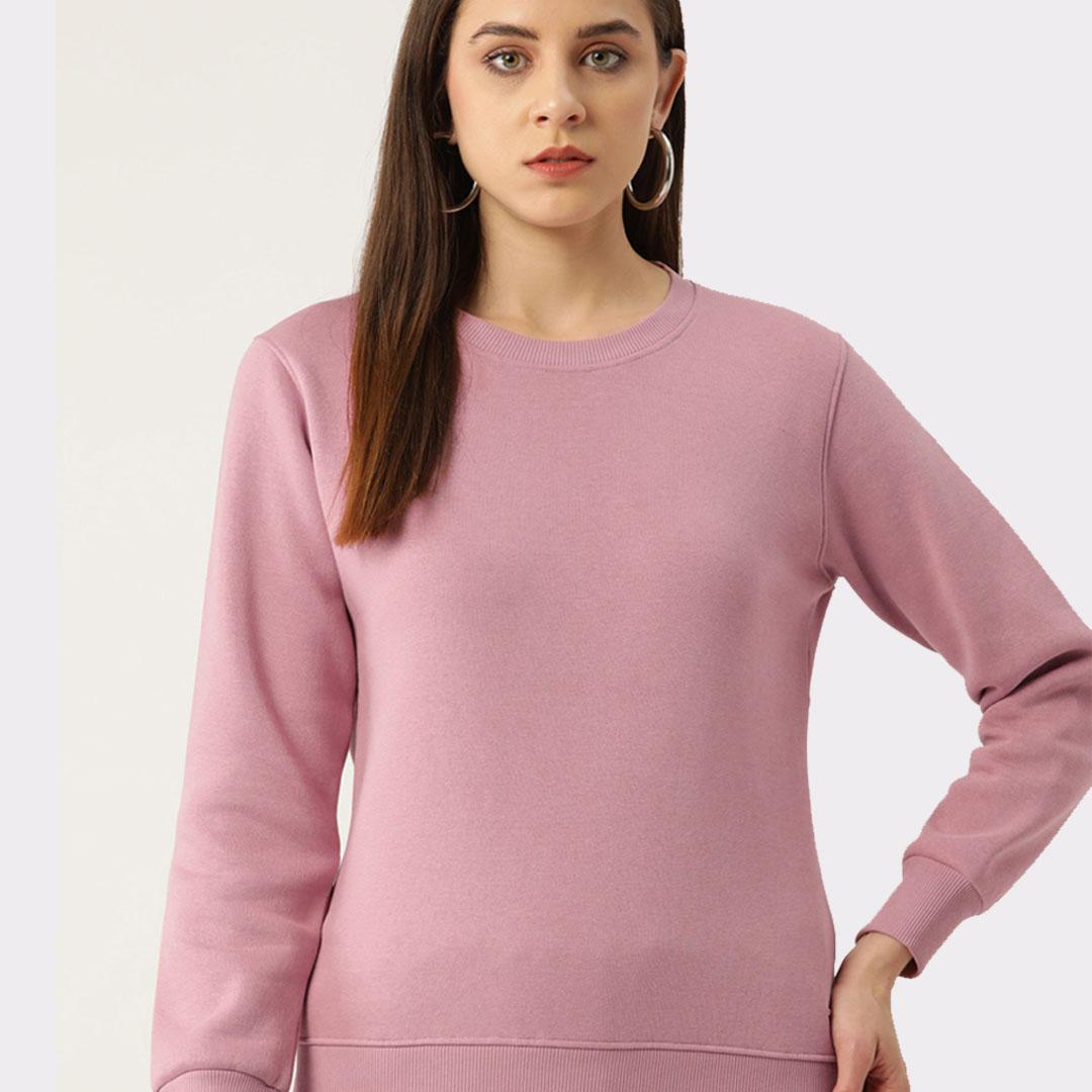 Dusty Pink Coloured Solid Sweatshirt