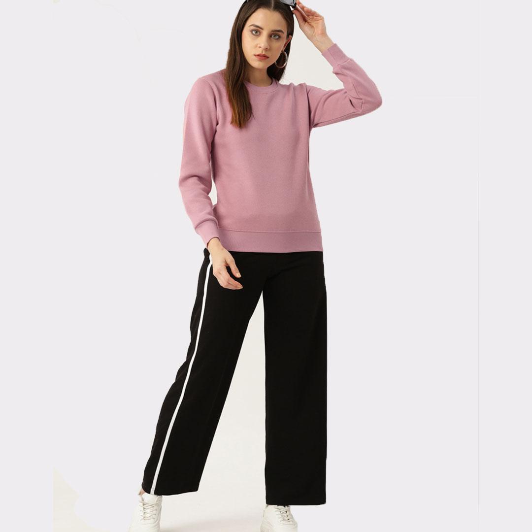 Dusty Pink Coloured Solid Sweatshirt