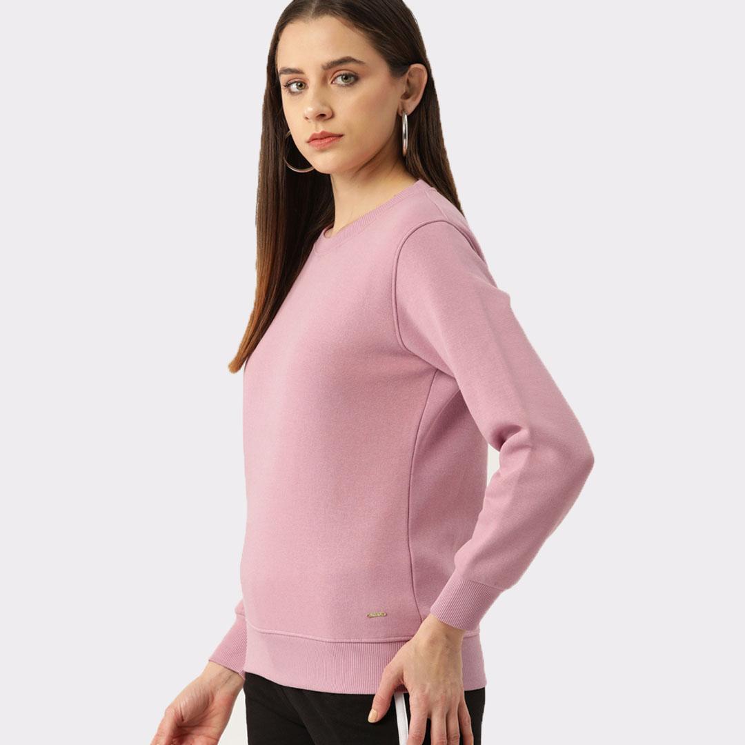 Dusty Pink Coloured Solid Sweatshirt