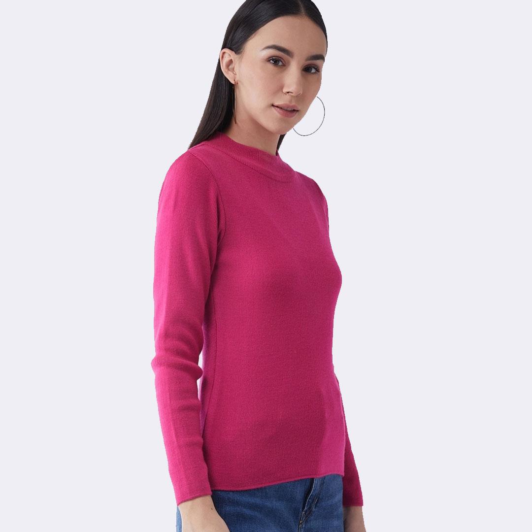 Fuchsia Pink Solid Pullover
