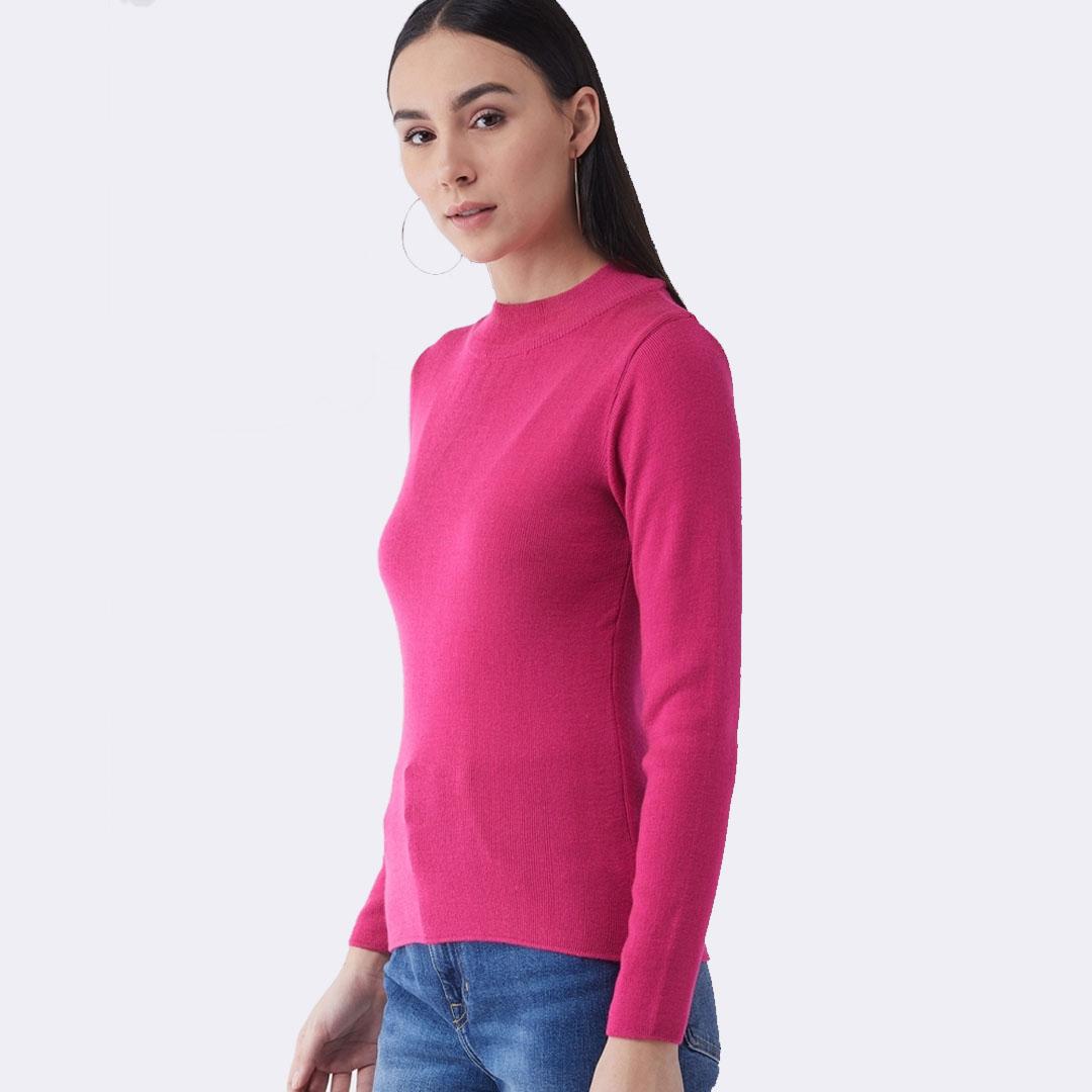 Fuchsia Pink Solid Pullover