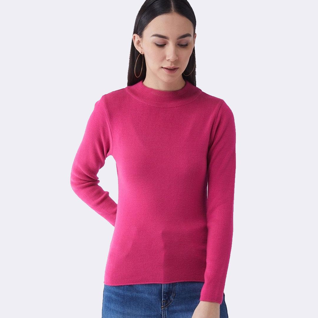 Fuchsia Pink Solid Pullover