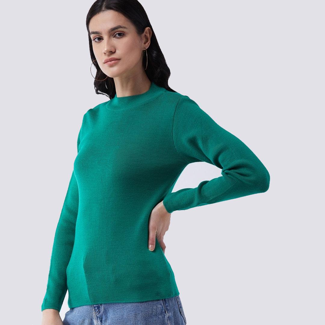 Green Solid Pullover