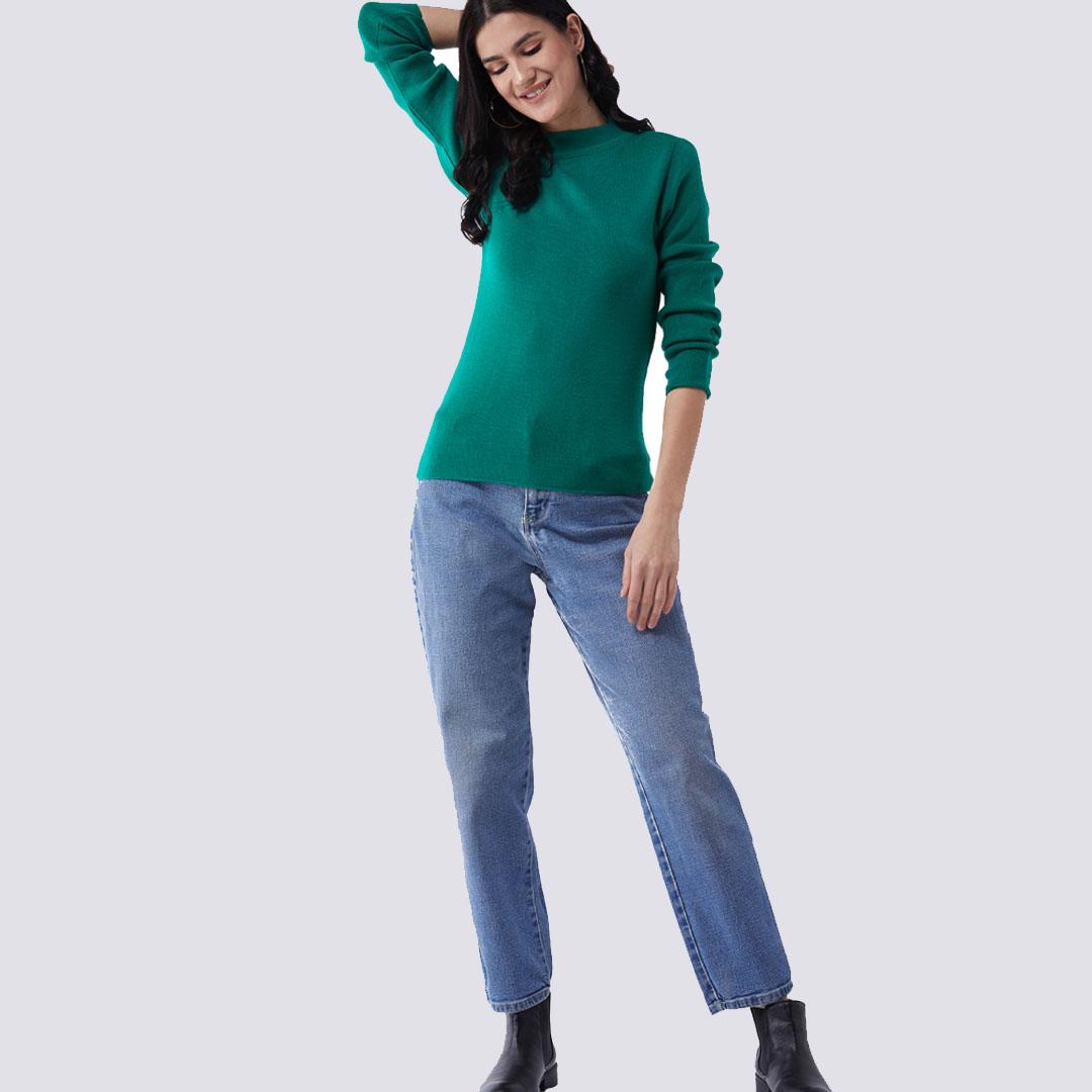 Green Solid Pullover