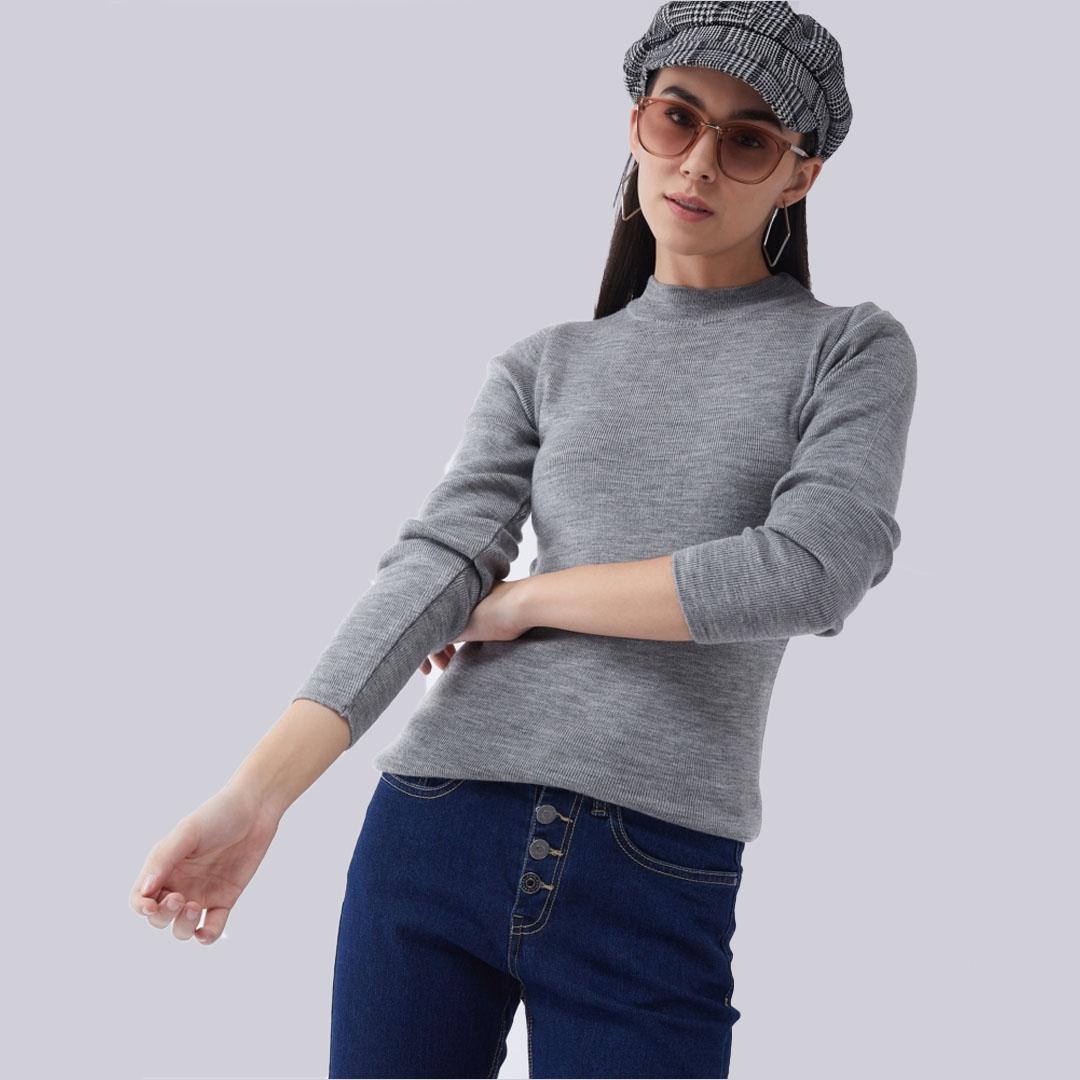 Grey Solid Pullover