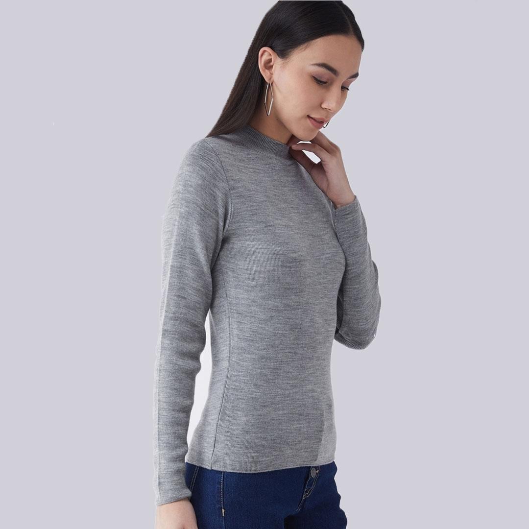 Grey Solid Pullover