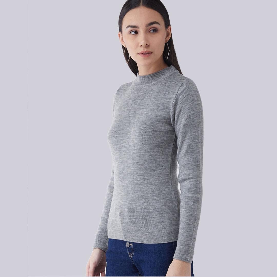 Grey Solid Pullover