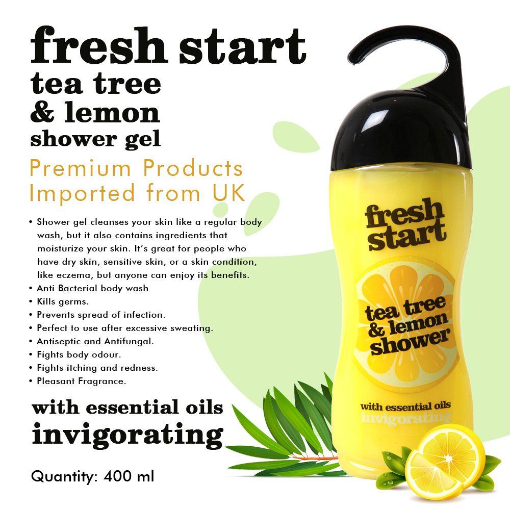 Xpel Marketing Fresh Start Tea Tree & Lemon Shower Gel With Essential Oils, Invigorating to Cleanse Your Body, Refreshingly Fruity, Helps Your Skin To Feel Soft, Smooth And Invigorated 400ml
