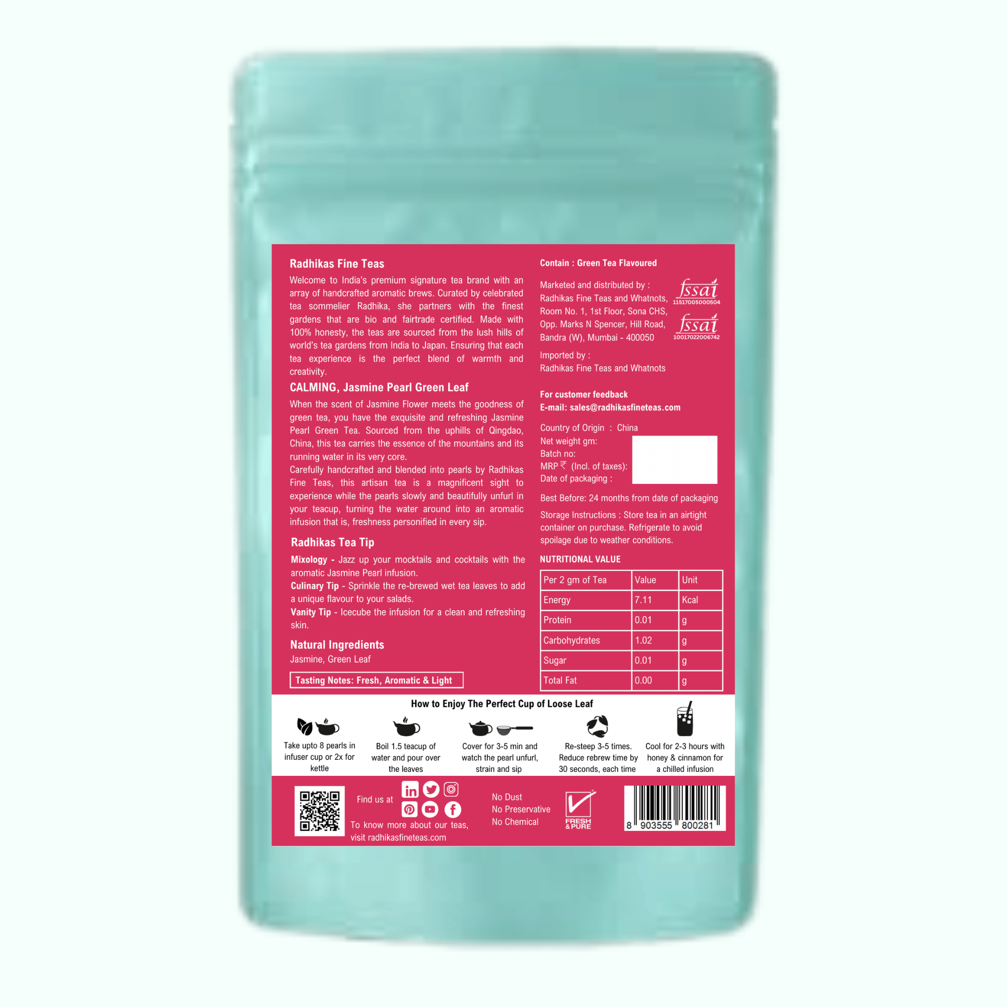 CALMING Jasmine Pearl Green Leaf