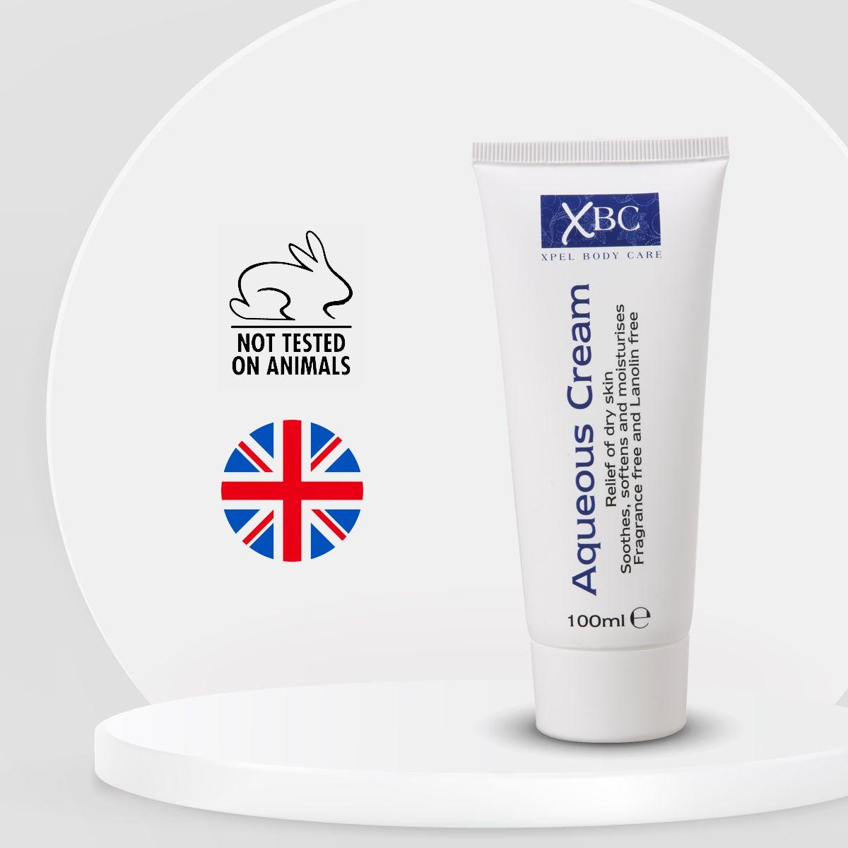 Xpel Marketing Aqueous Cream For Relif of Dry Skin Soothes, Softens and Moisturises Fragrance Free, Lanolin Free & Skin Cleanser For Women & Men with Dry Skin for All Seasons 100 ml