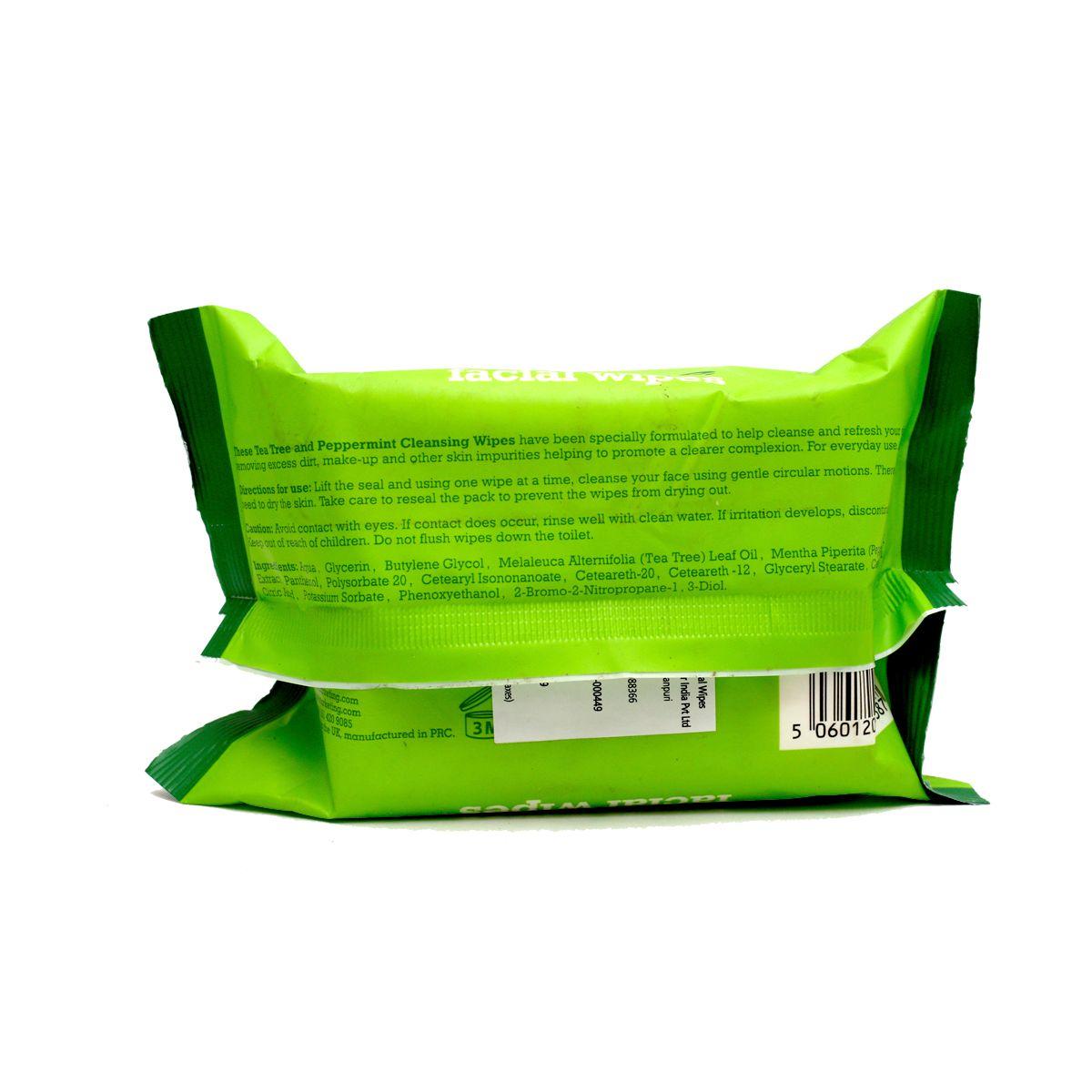 Tea Tree & Peppermint Face Cleansing Wipes Combo to cleanse & refresh your skin (Pack of 50)