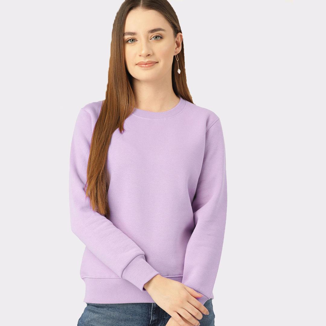 Lavender Coloured Solid Sweatshirt