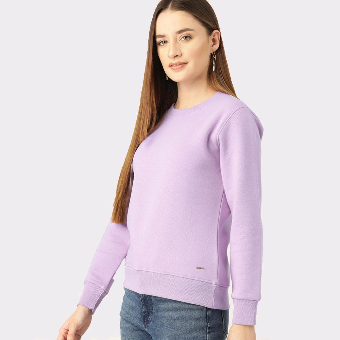 Lavender Coloured Solid Sweatshirt