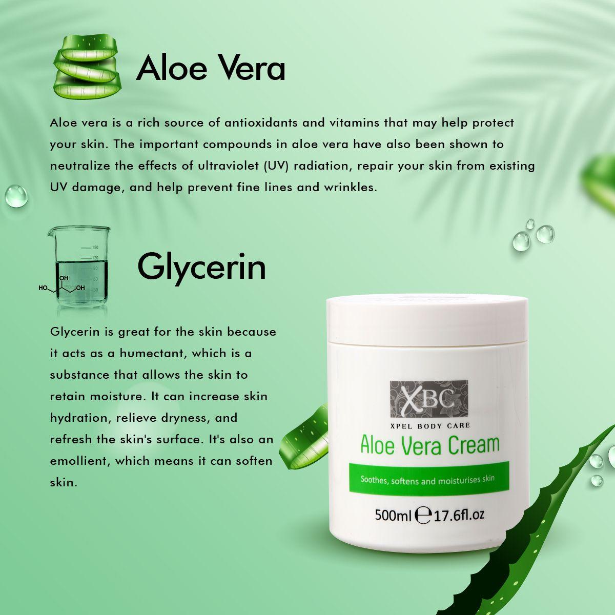 Xpel Marketing Aloe Vera Body Cream with Aloe Vera for Women & Men with Dry Skin for All Seasons, Soothes, Softens & Moisturises Skin 500 ml