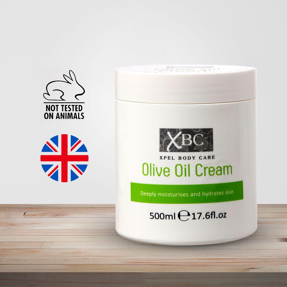 Xpel Marketing Olive Oil Cream Deeply Moisturises and Hydrates Skin for Women & Men with Dry Skin for All Seasons, Soothes, Softens & Moisturises Skin 500 ml