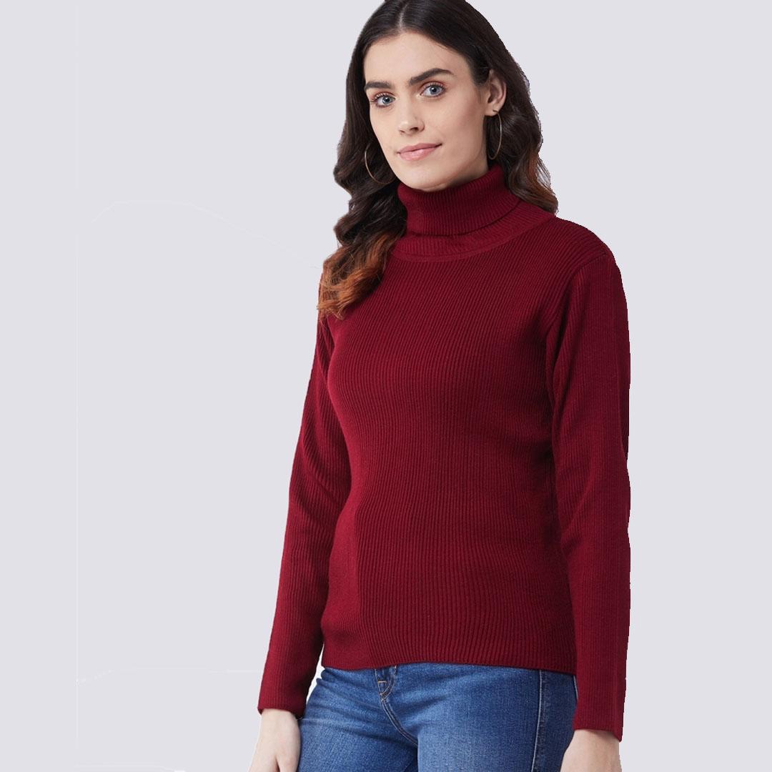 Maroon High Neck Pullover