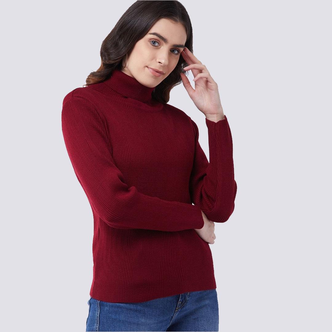 Maroon High Neck Pullover