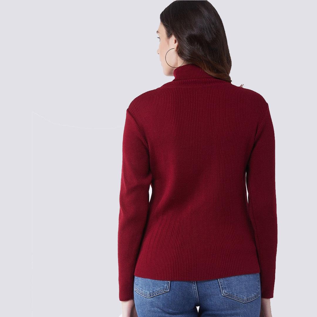 Maroon High Neck Pullover
